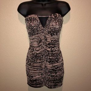 Forever 21 Leopard Ruched Tube Dress
